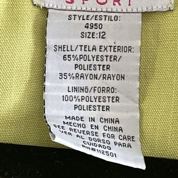 New WOT Lesley Fay Sport Estilo Women’s Blazer SZ 12 Lemon Lime Green Pockets - Picture 9 of 10